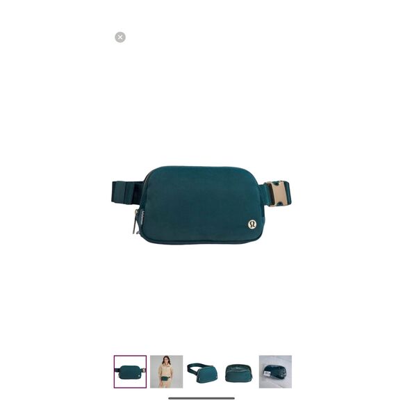 HARD TO FIND lululemon everywhere belt bag JASPER GREEN/GOLD 1L *velour!!! NWOT - Picture 1 of 6